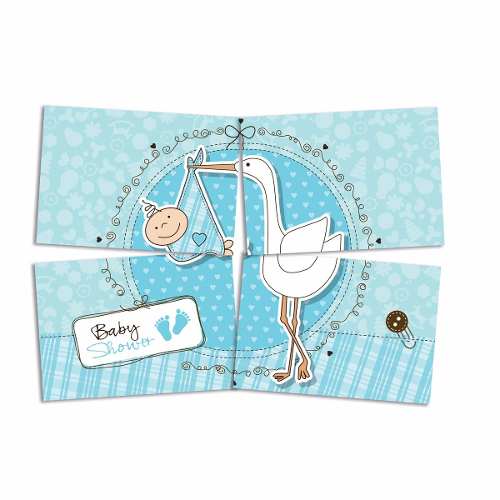 Painel Baby Cegonha Azul 4 placas